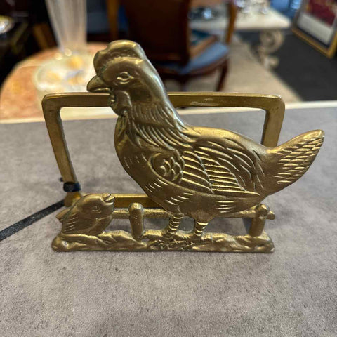 Chicken And Hen Brass Napkin Holder