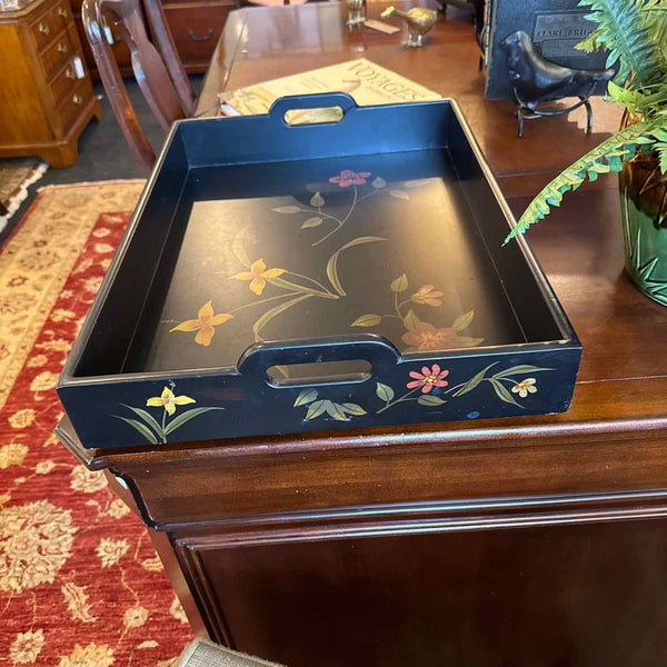 Black Floral Tray