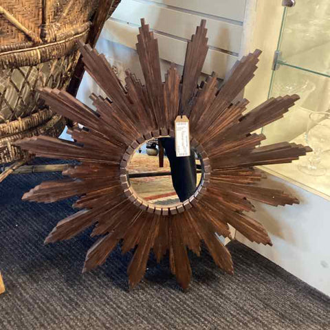 Dark Wood Starburst Mirror