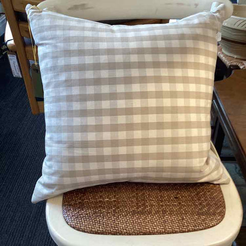 Tan And Cream Checked Pillow/Down