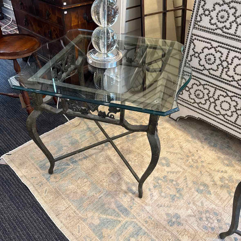Iron And Glass Top Table