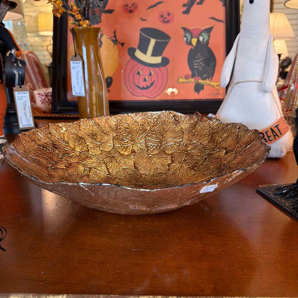 Glass Copper Leaf Bowl