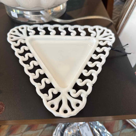 Triangle Milk Glass Plate