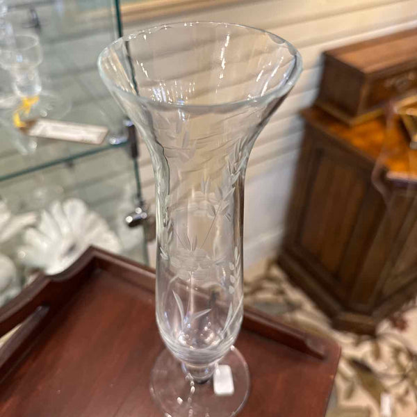 Etched Glass Bud Vase