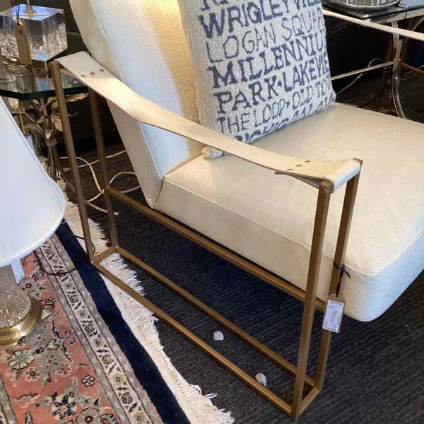 White Ostrich Leather Contempory Chair