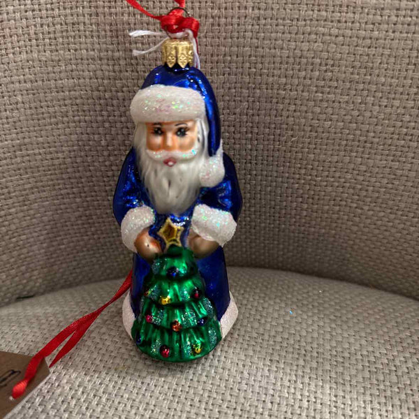 Radko Blue Santa Ornament