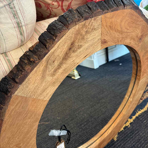 Round Timber Edge Mirror