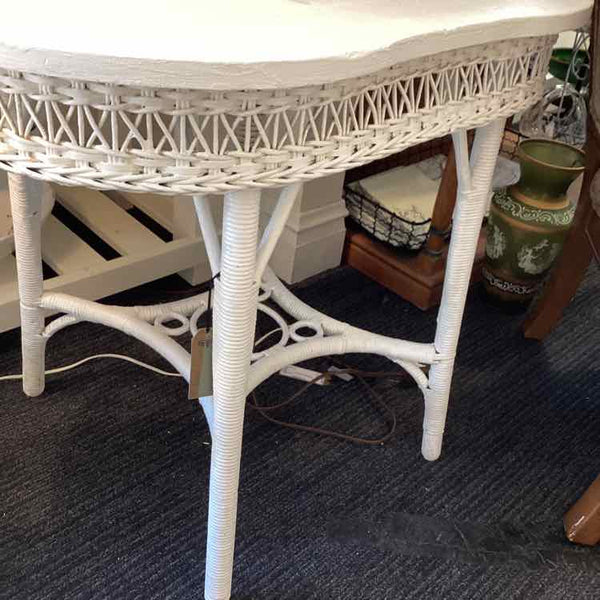 Vintage White Wicker Table