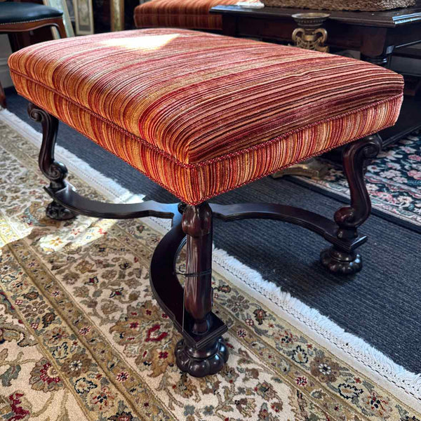 Gold & Red Striped Ottoman