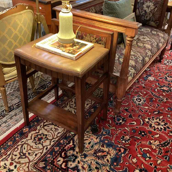"As Is" Pair Of Henredon Leather Counter Stools