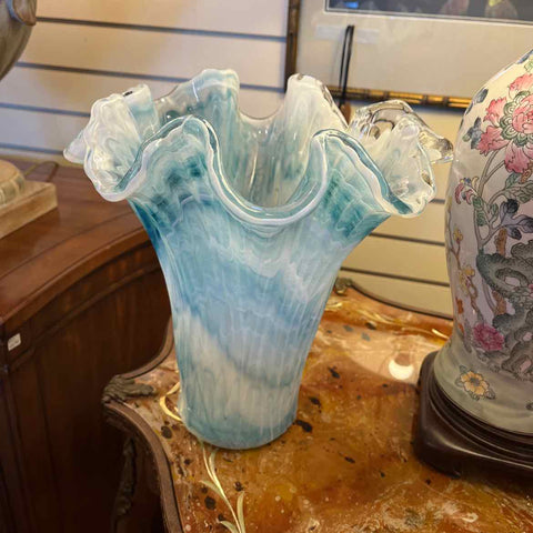 Blue & White Glass Vase