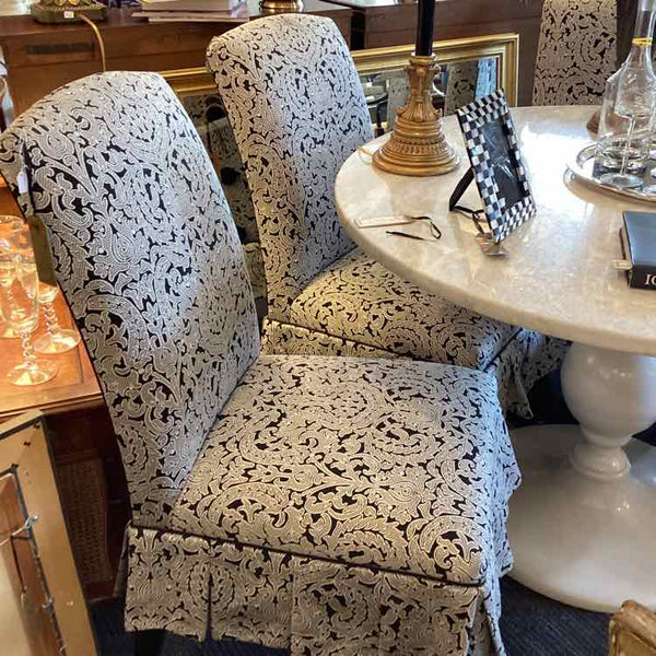 Pair Of Black And White Damask Chairs