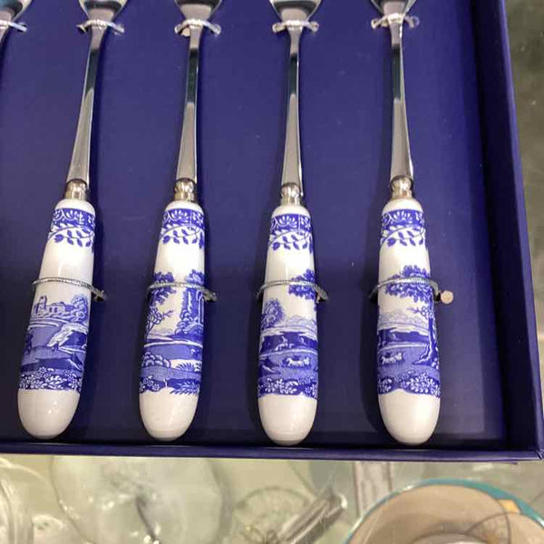 6 Spode Blue Italian Pastry Forks