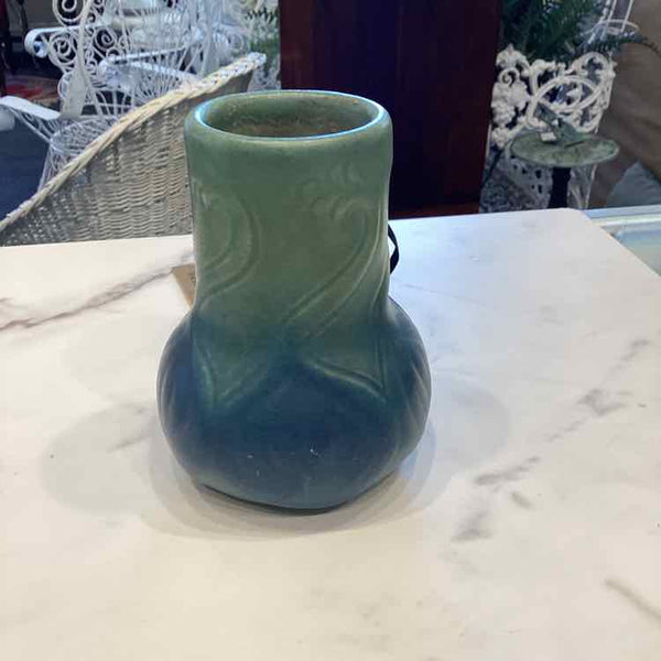 Van Briggle Vase With Violets And Leaves