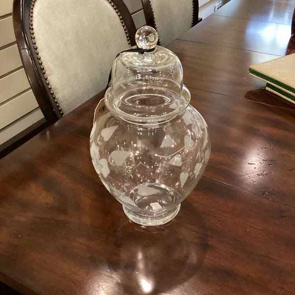 Etched Glass Apothecary Jar