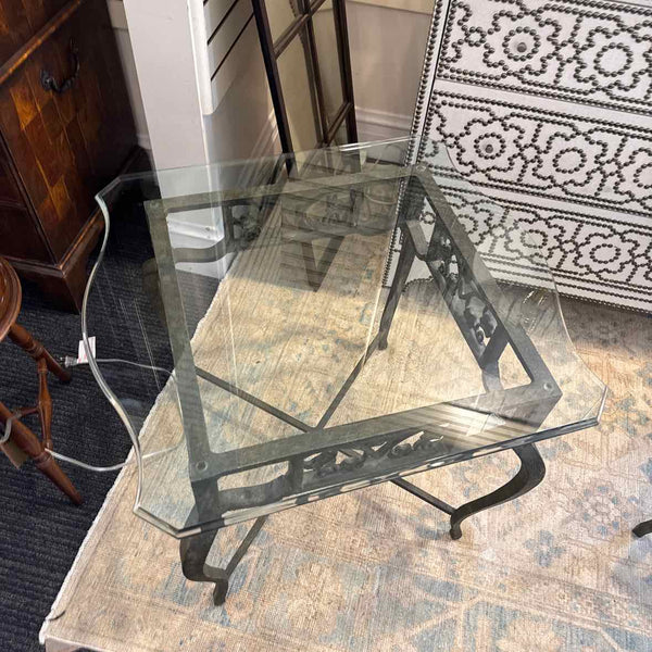 Iron And Glass Top Table