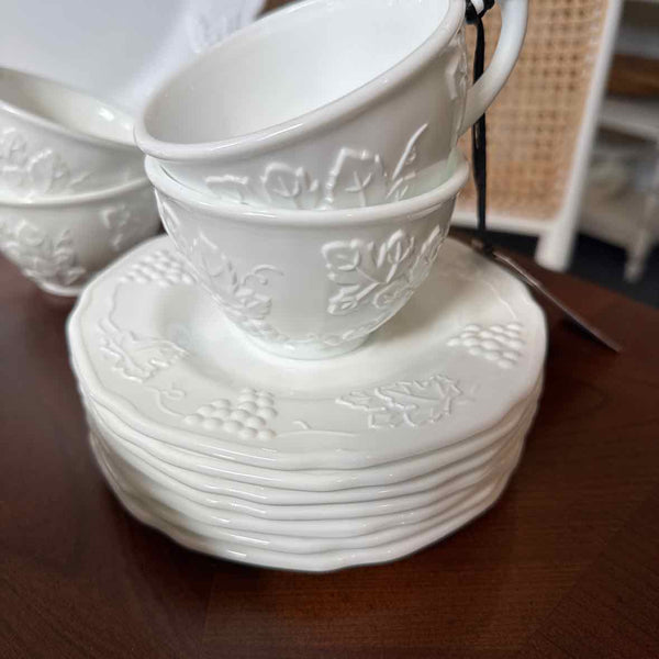 Six Indiana/Colony Milk Glass Cups And  Saucers