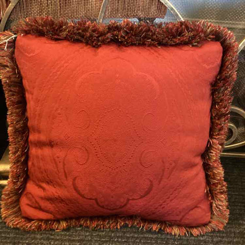 Red Pillow w/Fringe Ethan Allen