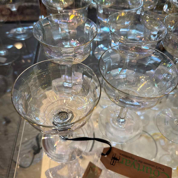 12 Iridescent Vintage Champagne Glasses