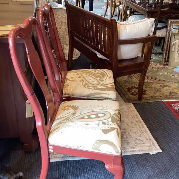 Four Queen Anne Red Painted Side Chairs