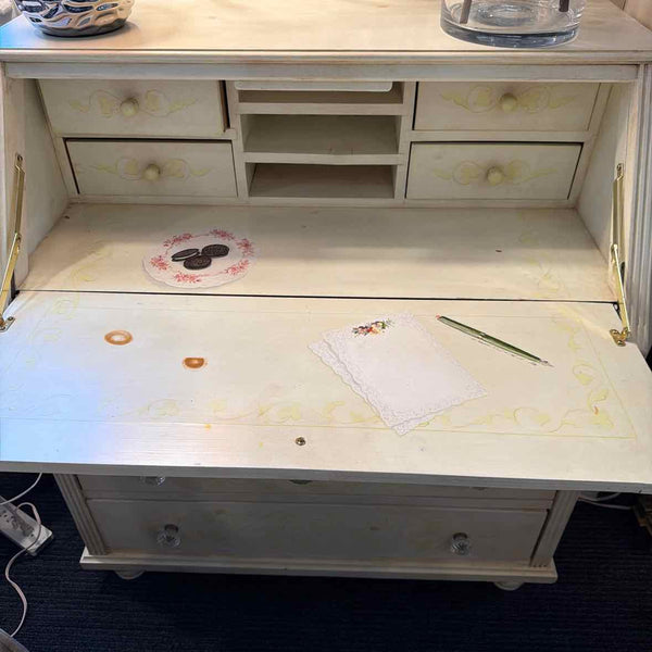 3-Drawer Cream Drop Down Secretary