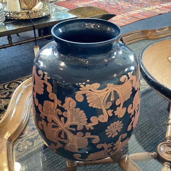 Blue Etched Glass Vase