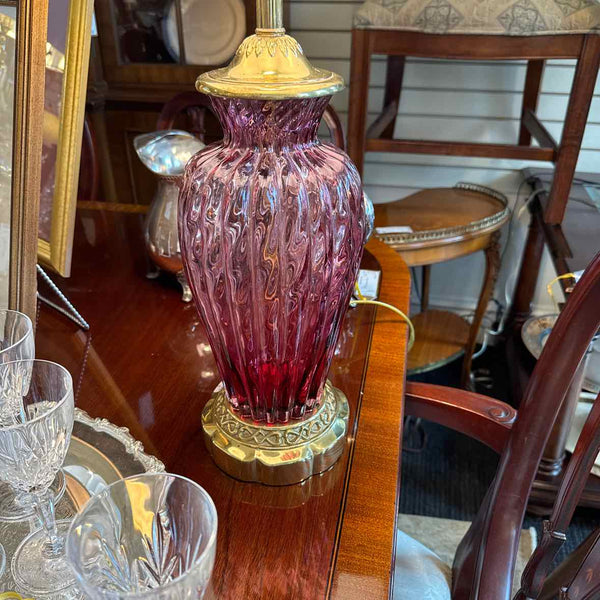 Pair of Cranberry Lamps