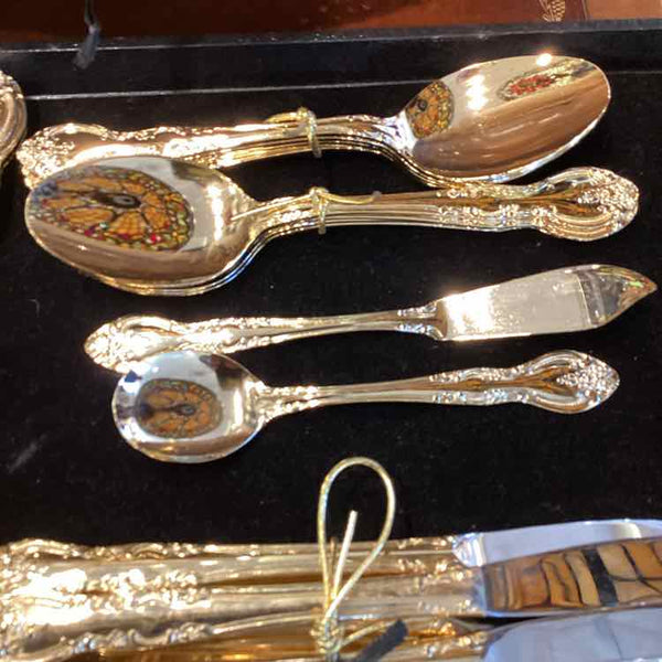 Fifty Piece Gold Plated Flatware