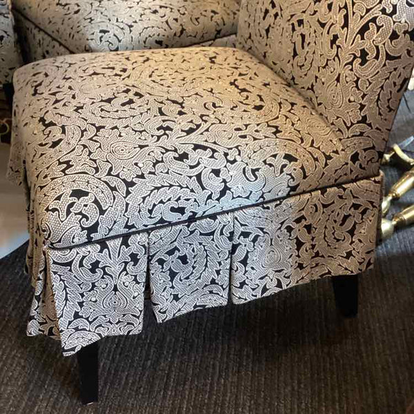 Pair Of Black And White Damask Chairs