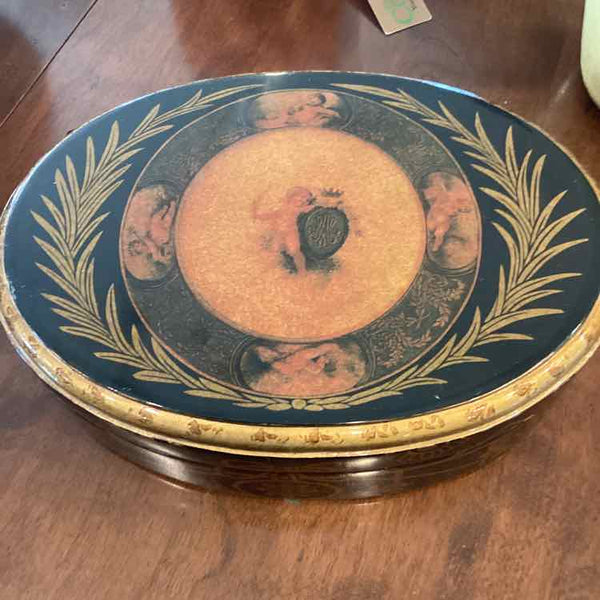 Black & Gold Oval Hinged Box