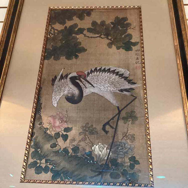 Chinese-Style Silk Painting - Red Crane