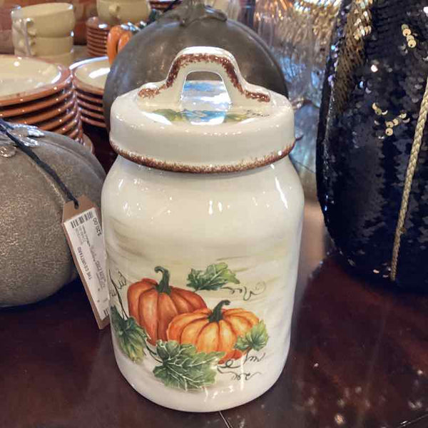 Ceramic Canister With Pumpkins