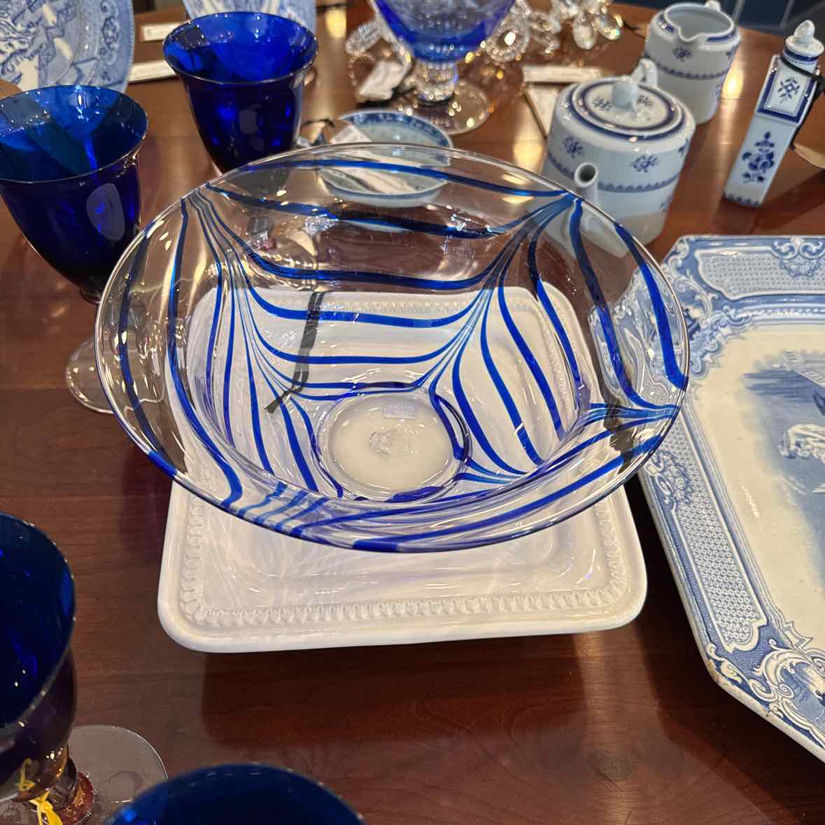 Art Glass Blue Bowl