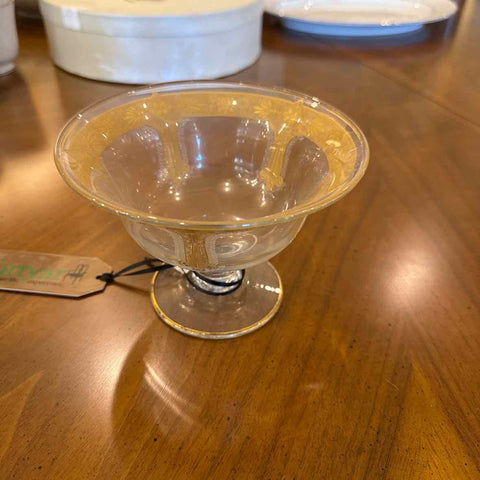 Etched Footed Compote Bowl