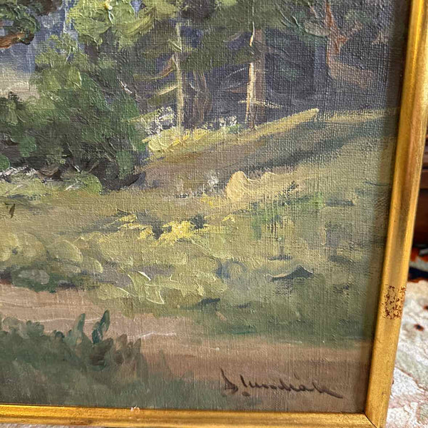 Signed Oil Mountain Scene