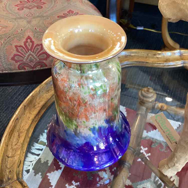Iridesescent Gold & Blue Hombre Vase