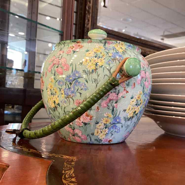 Shelley Aqua Chintz Biscuit Barrel