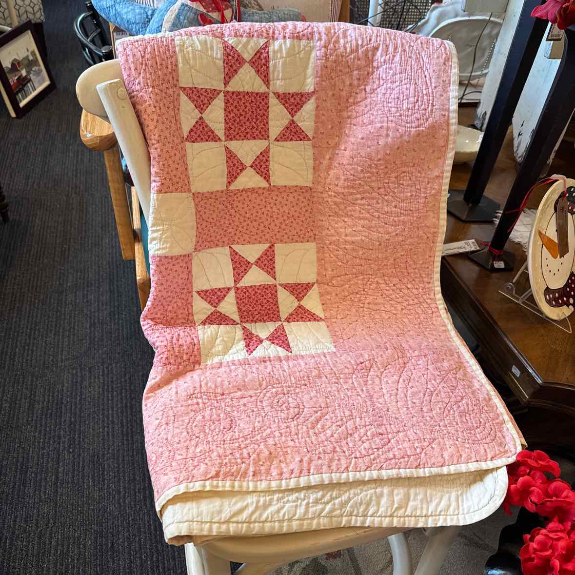 Pink, Red, White Star Quilt