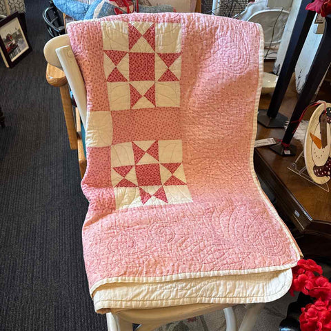 Pink, Red, White Star Quilt