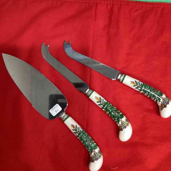 Spode Cheese/Cake Plate with Cheese Knives