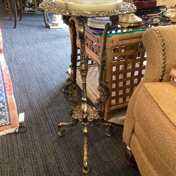 Brass & Onyx Plant Stand