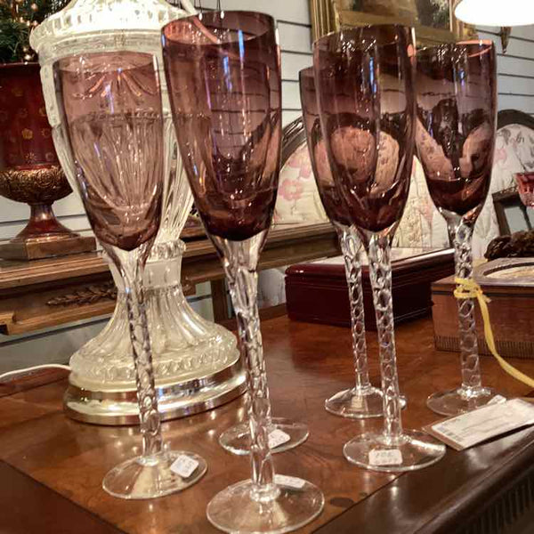 Set of  6 Aubergine Champagne Flutes