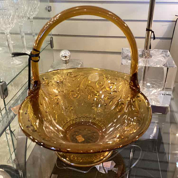 Vintage Amber Sandwich Glass Basket