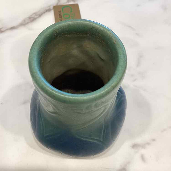Van Briggle Vase With Violets And Leaves