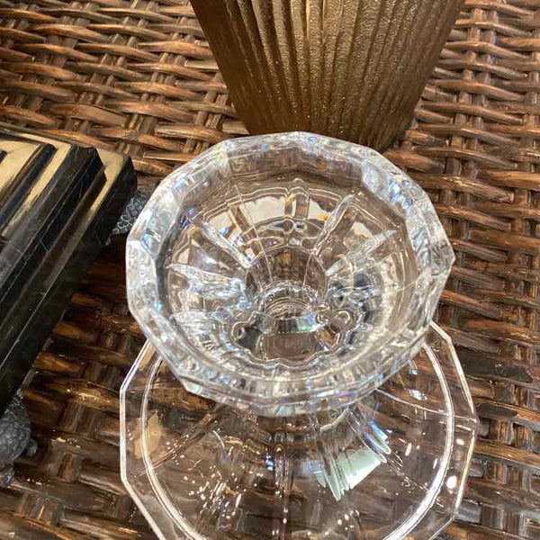 Glass Candlestick With Facete Design