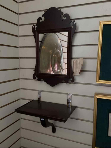 Mahogany Williamsburg Mirror With Shelf