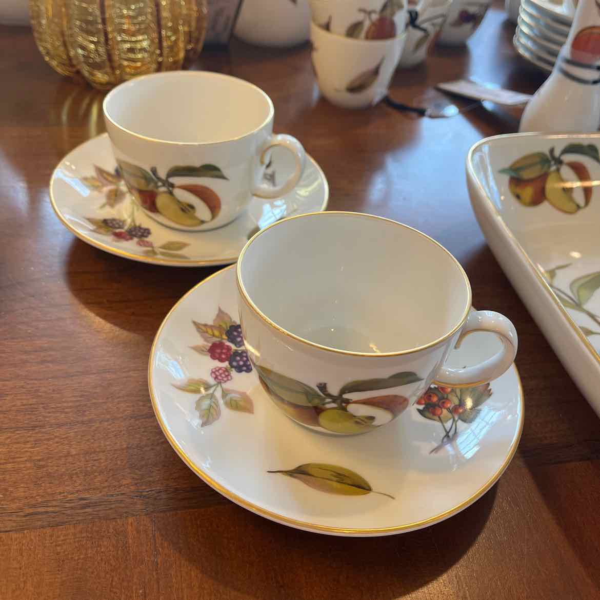 Royal Worcester "Evesham" Set of 2 Cups and Saucers