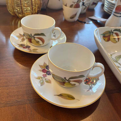 Royal Worcester "Evesham" Set of 2 Cups and Saucers