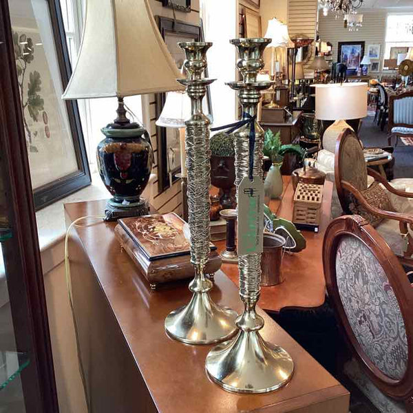 Pair of Gold Spun Taper Candleholders