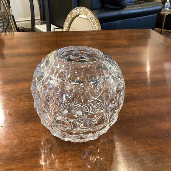 Rose Clear Glass Bowl with Geometric Pattern
